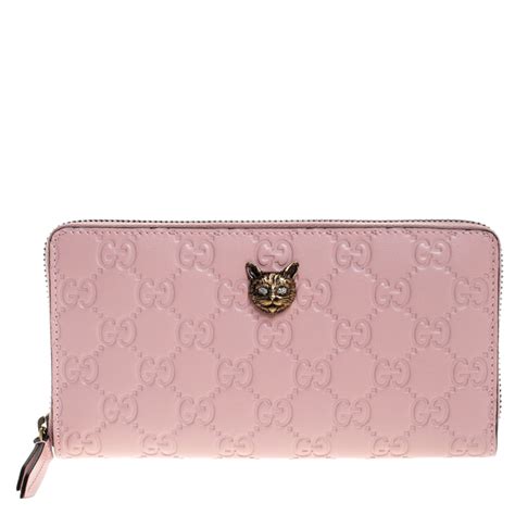 gucci pink small wallet|pink Gucci wallet with cat.